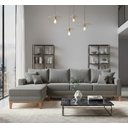 Ver imagem 1 de Sofá Beny com Chaise Esquerda, 1,40x2,60m, 4 Lugares, Linho, Base em Madeira.