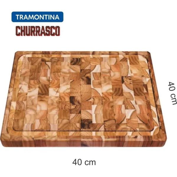 Tábua para Churrasco Tramontina em Madeira Invertida Teca com Acabamento Envernizado 40 x 40 cm -