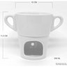 Kit 8 Fondue Individual caneca Porcelana Branca 250ml (ACOMPANHA 8 VELAS) - 4