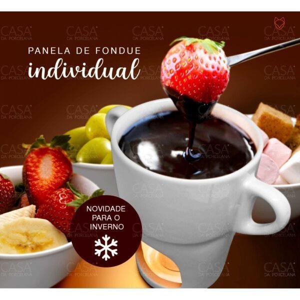 Kit 8 Fondue Individual caneca Porcelana Branca 250ml (ACOMPANHA 8 VELAS) - 6