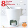 Kit 8 Fondue Individual caneca Porcelana Branca 250ml (ACOMPANHA 8 VELAS) - 1