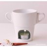 Kit Fondue Individual Caneca Porcelana Branca 250ml Inclui Vela e Mini Garfo - 1