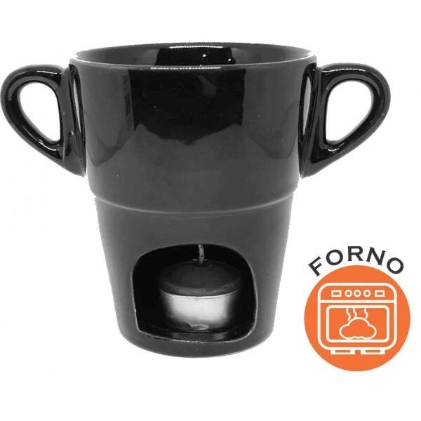 Kit 1 Fondue Individual caneca Porcelana 250ml (ACOMPANHA 2 VELAS 2 MINI GARFO) - 2