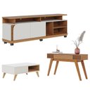 Ver imagem 1 de Rack Bancada Jurerê 1.8 Freijó Off White Matte com Mesa de Centro Jeri Off White Freijó e