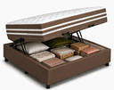 Ver imagem 1 de Kit Cama Box Baú Casal 138x188 cm + Colchão Molas Ensacada Casal 24 cm Marrom Suede