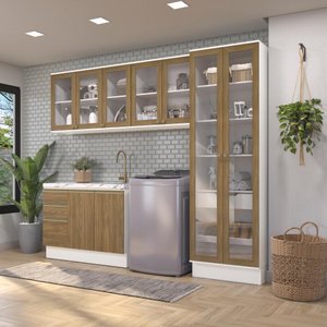 Lavanderia Modulada Kappesberg Celeste 4 Peças Branco/nogueira 272cm