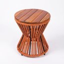 Ver imagem 1 de Mesa Centro Lateral Apoio Corda Náutica Tampo Madeira 40cm:Terracota
