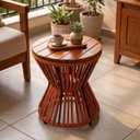 Ver imagem 2 de Mesa Centro Lateral Apoio Corda Náutica Tampo Madeira 40cm:Terracota
