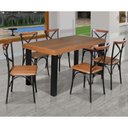 Ver imagem 1 de Conjunto Jantar Industrial Mesa Felícia 180X80 Com 6 Cadeiras Paris - Castanho - Marrom