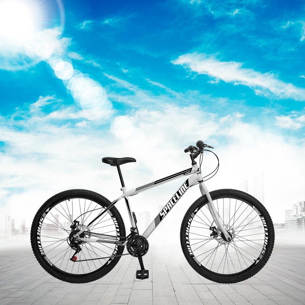 Bicicleta Moon Aro 29 Quadro Aço Garfo Rígido 21 Marchas Freio a Disco Mecânico - Spaceline - Branco - 2