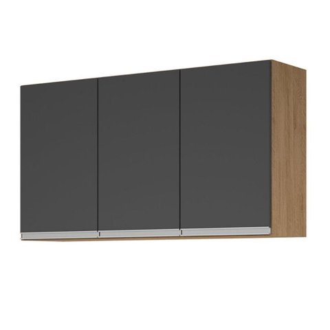 Aéreo 3 Portas Cozinha Isabela Amêndoa Grafite