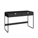 Ver imagem 2 de Escrivaninha Orgânica Pé Metal Luna 2 Gavetas 125cm Nero e Preto