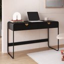 Ver imagem 1 de Escrivaninha Orgânica Pé Metal Luna 2 Gavetas 125cm Nero e Preto
