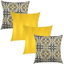 Ver imagem 1 de Kit 4 Capas de Almofadas Arabesco Preto e Amarelo Listrado 45cmx45cm