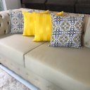 Ver imagem 4 de Kit 4 Capas de Almofadas Arabesco Preto e Amarelo Listrado 45cmx45cm