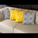 Ver imagem 3 de Kit 4 Capas de Almofadas Arabesco Preto e Amarelo Listrado 45cmx45cm