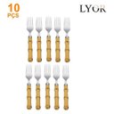 Ver imagem 3 de Kit 10 Garfos de Mesa com cabo Plástico Bambu Natural Talheres Aço Inox Lyor - 7381