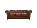Ver imagem 1 de Sofá Chesterfield de Couro 3 Lugares Marrom Pigmentado - Mempra Design