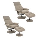 Ver imagem 1 de Kit 2 Poltronas de Massagem Reclinável e Giratória Arizona com Apoio de Pés Pu Fendi G56 - Gran Belo