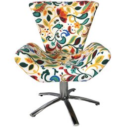 Poltrona Giratória Elegance Jacquard Floral Color - 2