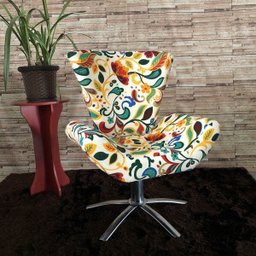 Poltrona Giratória Elegance Jacquard Floral Color - 3