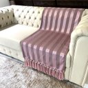Ver imagem 5 de Manta para Sofá em Tecido Jacquard Listrado Rosa Retrô 190x140cm
