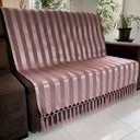 Ver imagem 1 de Manta para Sofá em Tecido Jacquard Listrado Rosa Retrô 190x140cm
