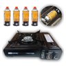 Fogão Portátil Nautika com 4 Refil Fogareiro Camping Frontier - Preto - 3