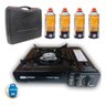 Fogão Portátil Nautika com 4 Refil Fogareiro Camping Frontier - Preto - 1