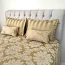 Ver imagem 6 de kit Cama Queen Cobre Leito, 2 Porta Travesseiros, 2 Almofadas Retangulares e Peseira Dourado