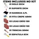 Ver imagem 7 de Rolo 23cm + Suporte 23cm + Bandeja 2,7l + 3 Lixas 120 +fita Crepe 48mmx50m + 3 Lixas 100+ Trincha 50