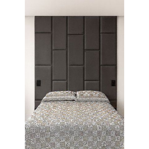 Cabeçeira Dominó 2,70 Altura e 1,60 Largura Modulos Colantes:suede Cinza Escuro