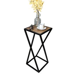 Mesa Lateral Decorativa Canto Ferro Mdf Industrial - 1