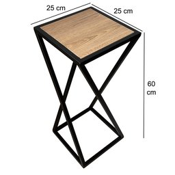 Mesa Lateral Decorativa Canto Ferro Mdf Industrial - 5