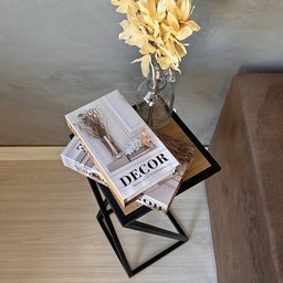 Mesa Lateral Decorativa Canto Ferro Mdf Industrial - 3