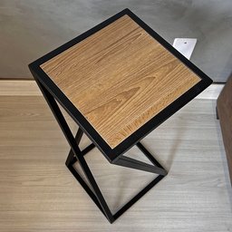 Mesa Lateral Decorativa Canto Ferro Mdf Industrial - 4