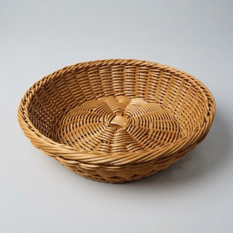 Cesta Redonda Imita Vime + Tampa Acrilico Estilo Rustico 30cm
