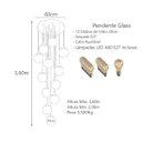 Ver imagem 4 de Pendente Moderno Glass 60cm 12 Vidros Âmbar 20cm C Lâmp. Led