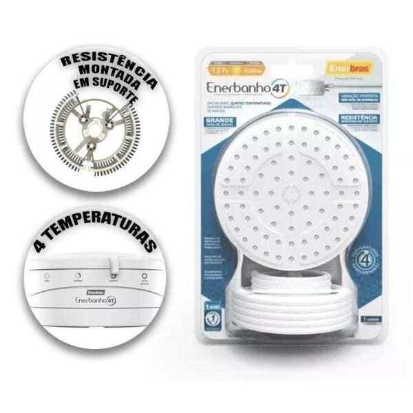 Chuveiro Ducha 127V/5500W 4T Enerbanho Branco - Enerbras - Laranja - 4
