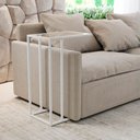 Ver imagem 1 de Mesa de Apoio Industrial Elena Industrial Branco com Tampo de Vidro