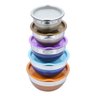 Conjunto de Bacias 05 Peças Inox Coloridas com Tampa - 1