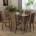 Ver imagem 1 de Conjunto Sala de Jantar Mesa Tampo de Vidro 6 Cadeiras Rustic-bege Marrom Isla Madesa Rustic