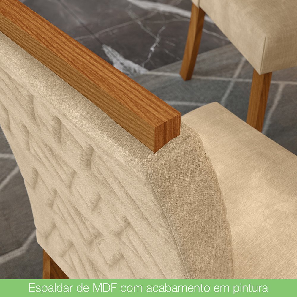 Conjunto Sala de Jantar Mesa 160cm Tampo MDF com Vidro 6 Cadeiras Zuri Casa 812 - 14