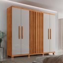 Ver imagem 1 de Guarda Roupa Casal Roma Mdf 6 Portas 2 Gavetas com Pés Naturalle/off White com Pés