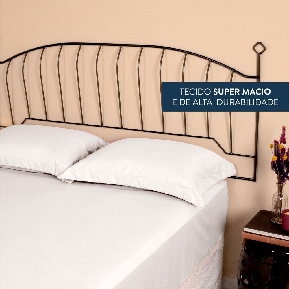 Jogo de Cama Lencol Slim Casal 3 peças 200 Fios Branco - 5