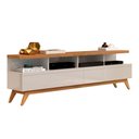 Ver imagem 1 de Rack Vivare Wood 1,60m Off White e Nature para TV com Nichos e Design Elegante