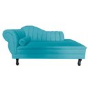 Ver imagem 3 de Recamier Decorativo Divã Amsterdã 187cm Lado Direito Veludo Azul Turquesa
