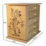 Mini Cômoda para Bijuterias em MDF Palácio da Arte 28x30x20cm com 5 Gavetas e 2 Portas Arabesco - 5