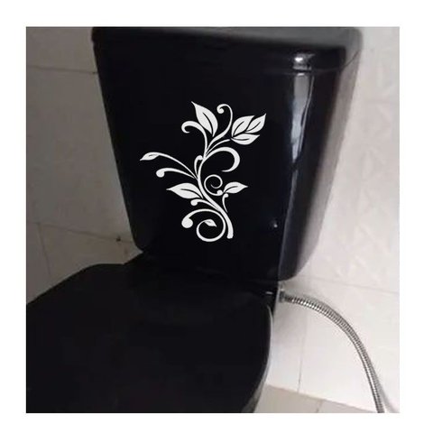 Adesivo Decorativo Banheiro Vaso Sanitário Floral Flor 01:branco
