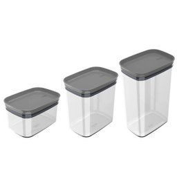 Kit Potes Herméticos Retangulares 0,65L 1,5L e 2,3L Porta Mantimentos com Tampa Chumbo - 7